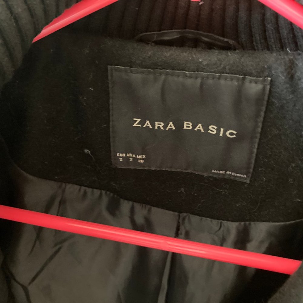 Zara Basic Black Wool Bomber Us Small - image 5